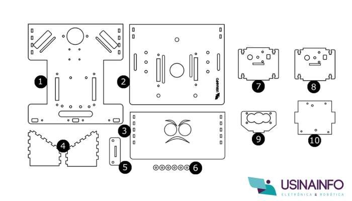 Chassi em MDF para Robô Sumo Zumo Robot RS100 - [1035421]