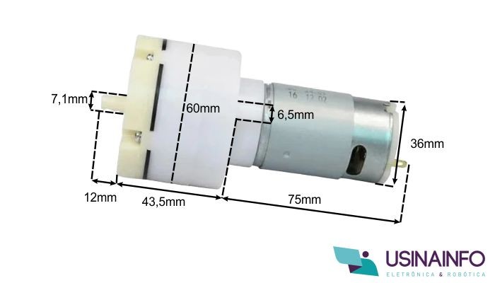 Dimensões Mini Bomba de Ar e Vácuo BVA555 - [1035443]