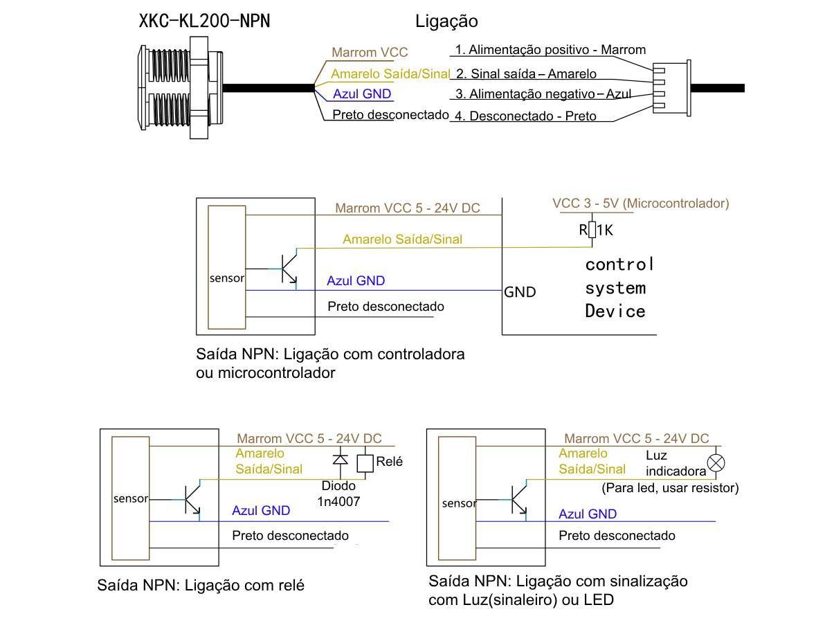 Modo de ligação e conexão sensor XKC-KL200 - [1035560]