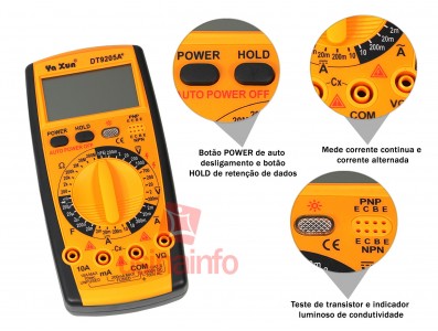 Multímetro com Capacímetro digital e auto-desligamento- DT9205A+ - Imagem 5