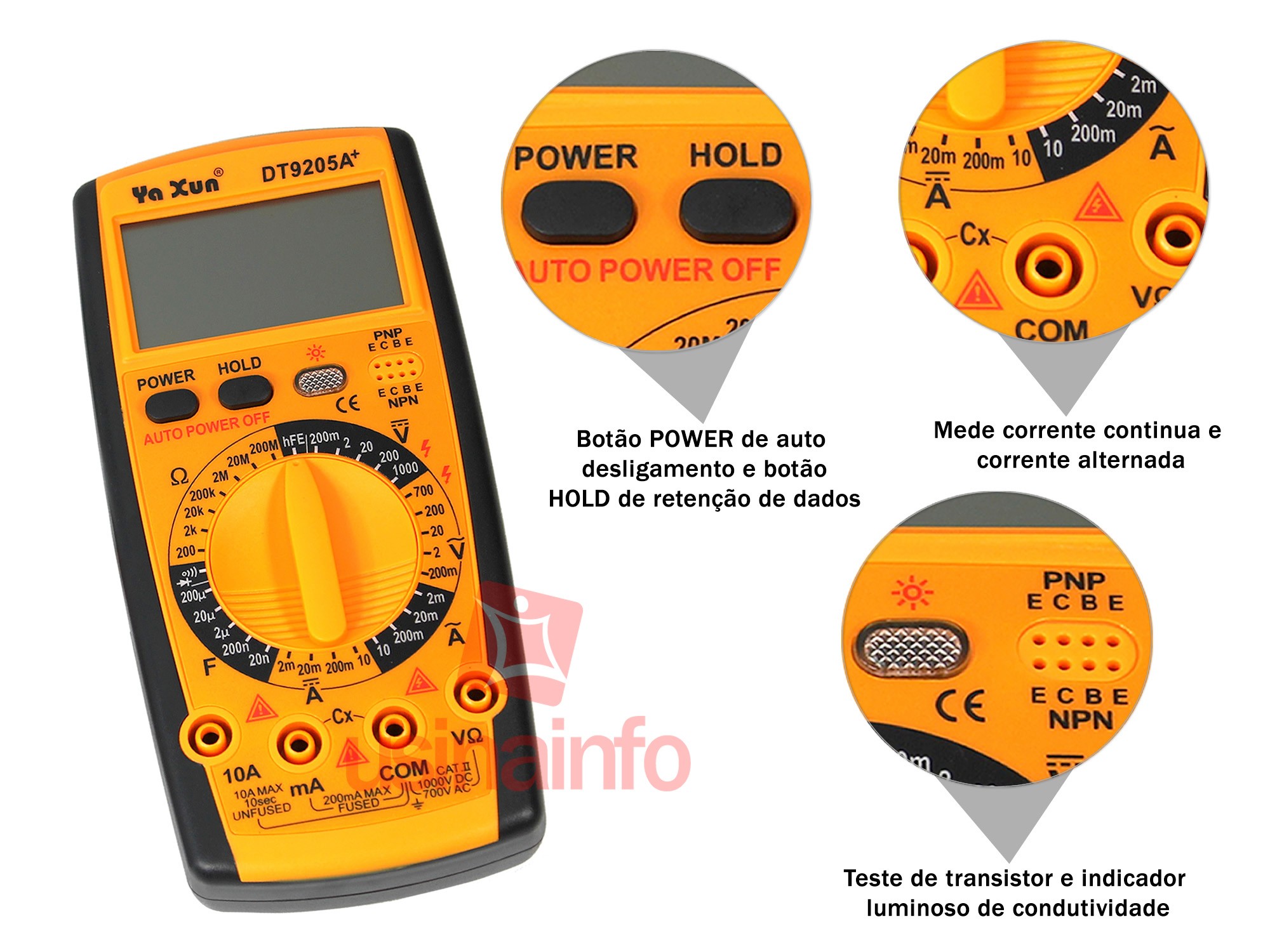 Multímetro com Capacímetro digital e auto-desligamento- DT9205A+ - Thumb 5